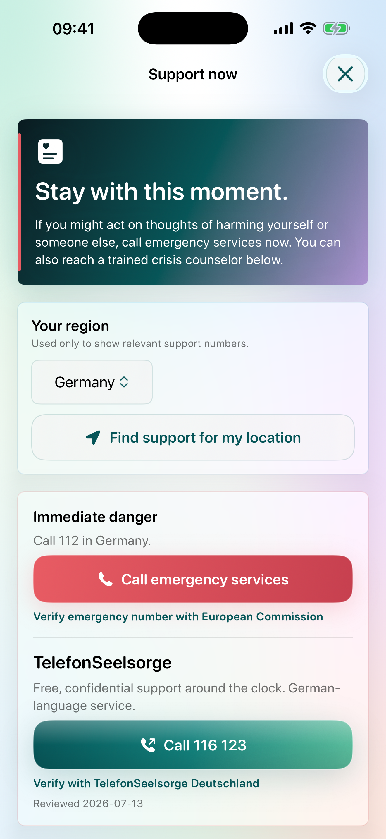 AuraZen Support Screen